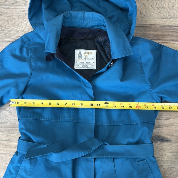 London Fog Main Coat Trench Coat Women's Size Reg 8 Pet. Teal Blue Liner… - Picture 3 of 11